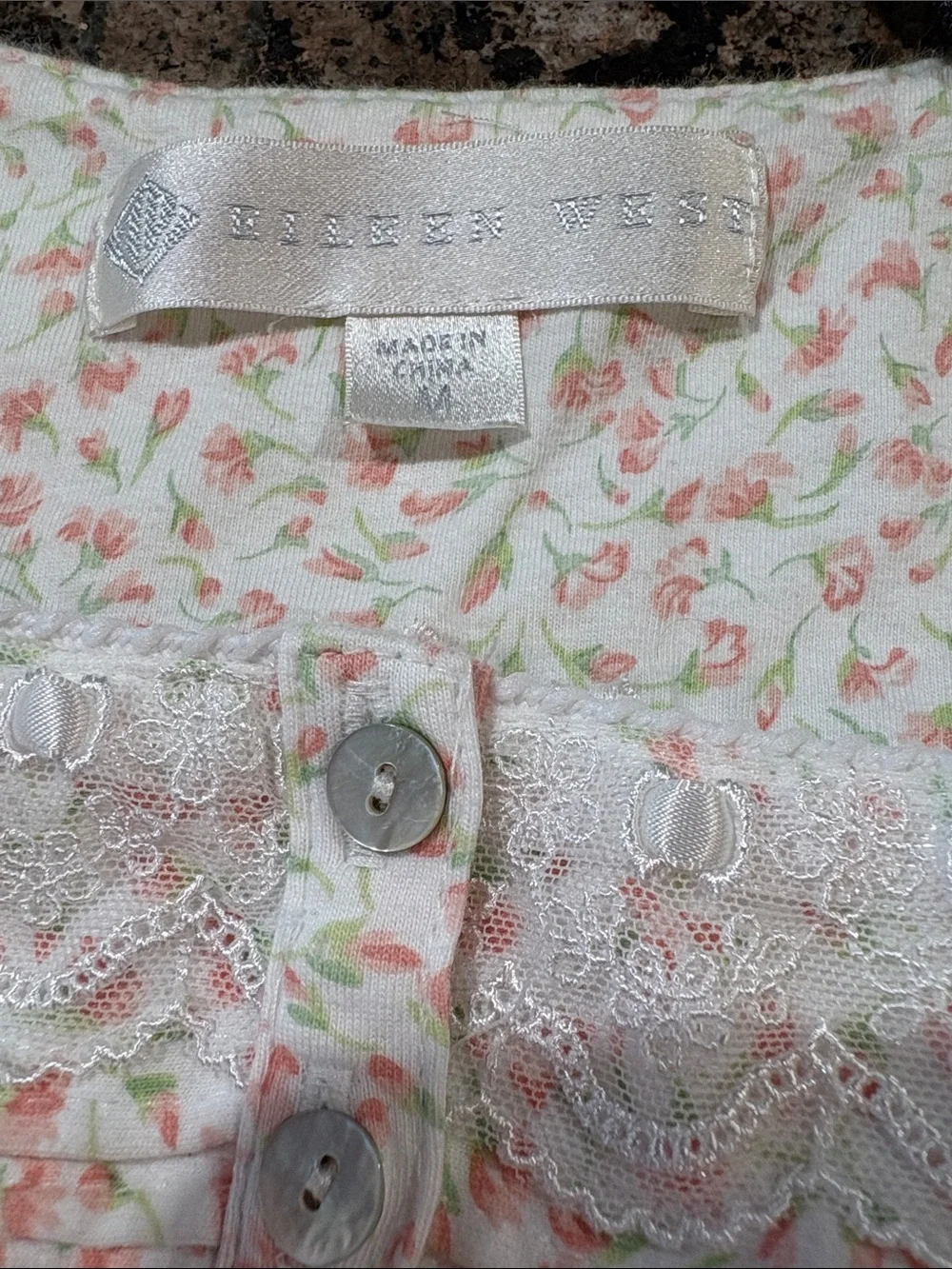 Eileen West Orange Floral Lace Detail Nightgown